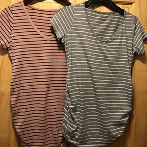 Motherhood striped short sleeve tops medium